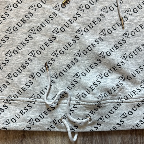 GUESS Light Gray All-Over Logo Women's Hoodie - Picture 3 of 4